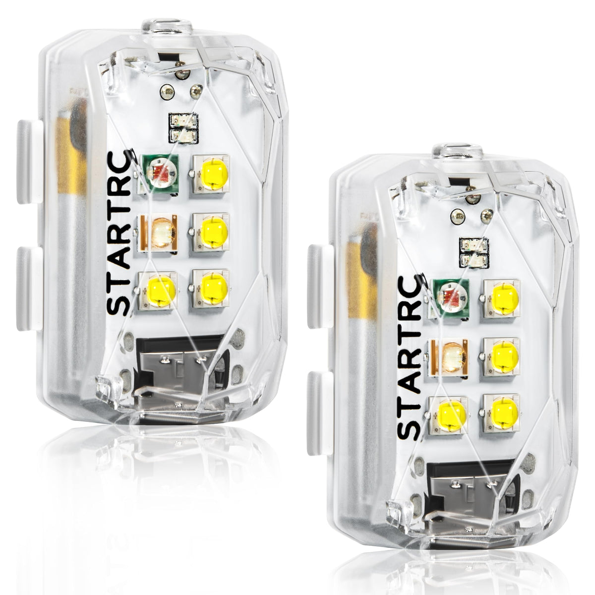 STARTRC drone strobe light mounted on a drone for 120-lumen night visibility