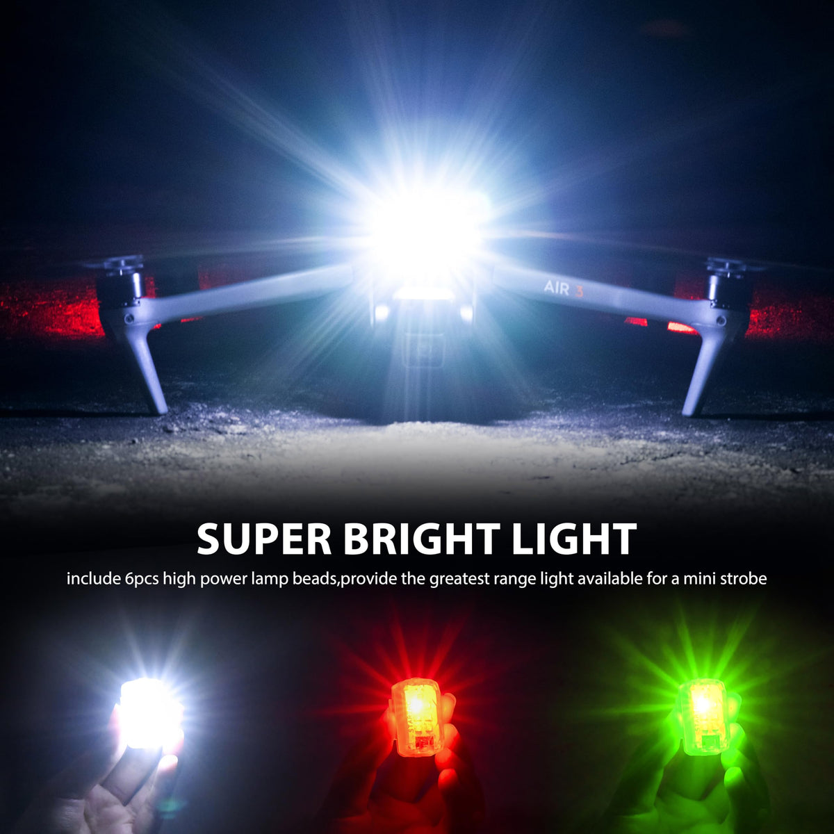 STARTRC drone strobe light with 360-degree visibility in flight