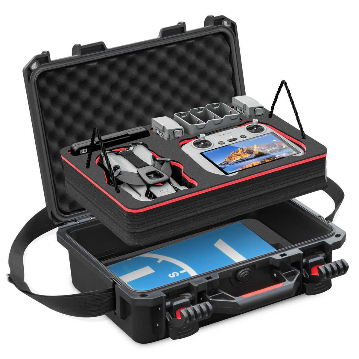 STARTRC front view of hard case showing rugged shell and secure latches for travel protection