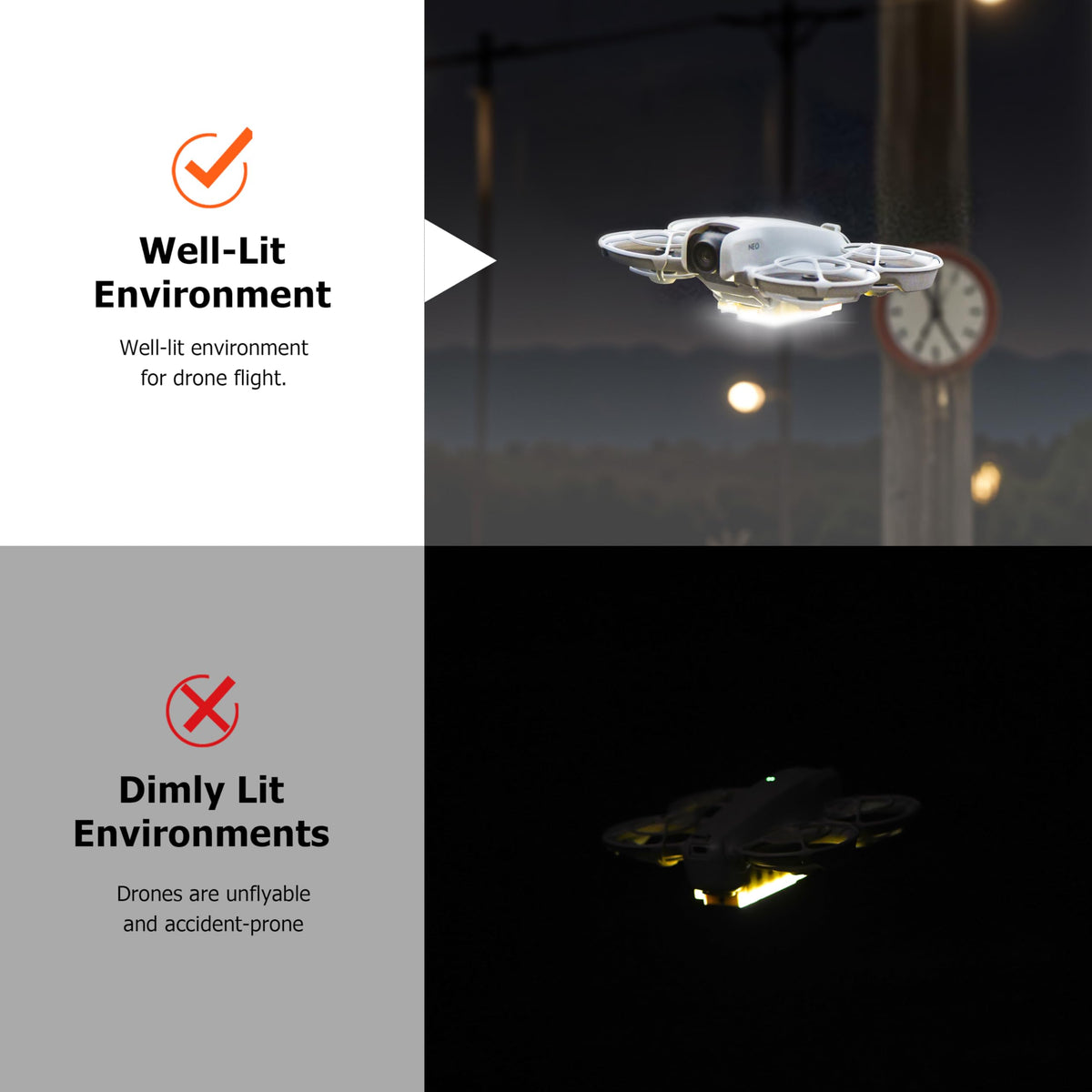 STARTRC PHOTO illuminated landing gear boosting visibility during night flights