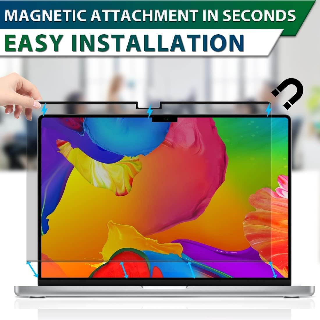 STARY MacBook Pro 14 privacy screen — magnetic attachment for quick setup