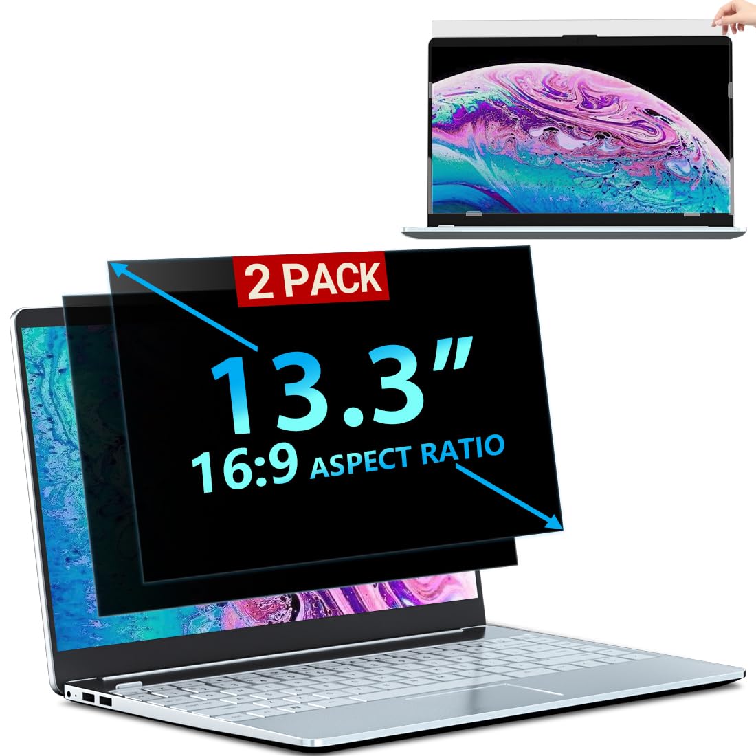 STARY privacy filter on a 13.3-inch screen enhances on-screen privacy during work.