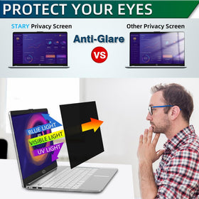 STARY privacy shield blocks side views while keeping direct view crisp for focus.