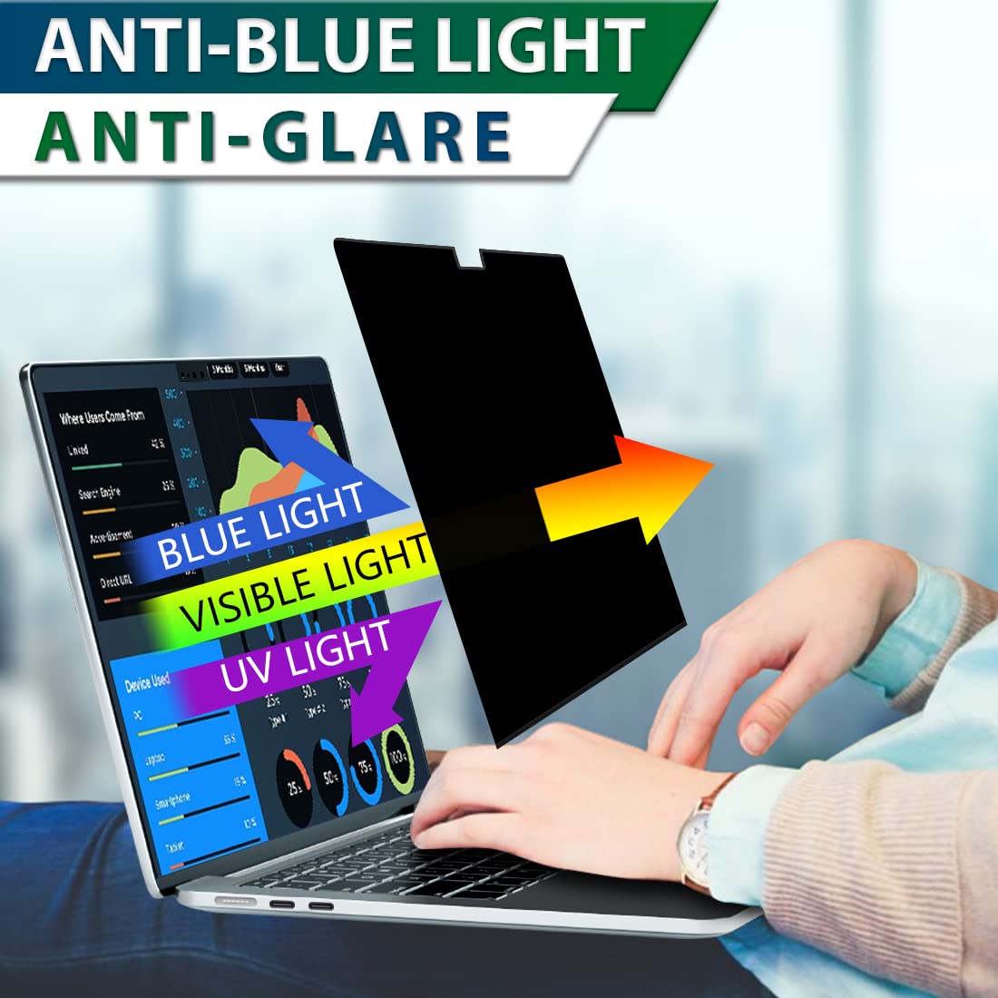 STARY protector beside ruler showing MacBook Pro 14 size and precise fit