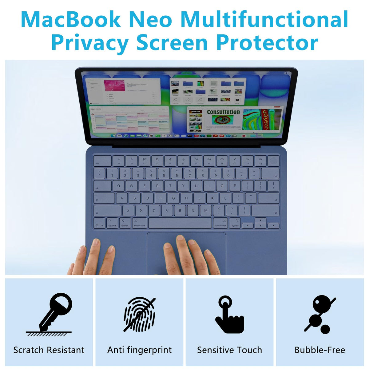 High-transparency privacy film for MacBook Neo 13 maintains clarity