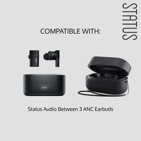 Status Audio protective case, top view, showing secure fit and charging compatibility.