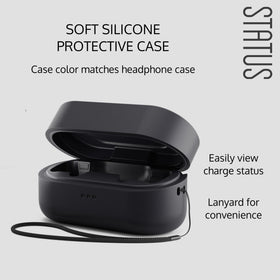Status Audio silicone case cover with attached lanyard, side view highlighting easy carrying and quick access.