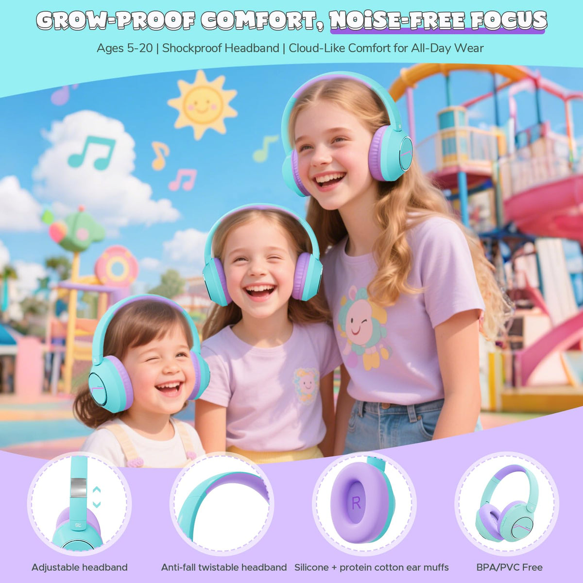 40mm drivers deliver clear audio for online learning.