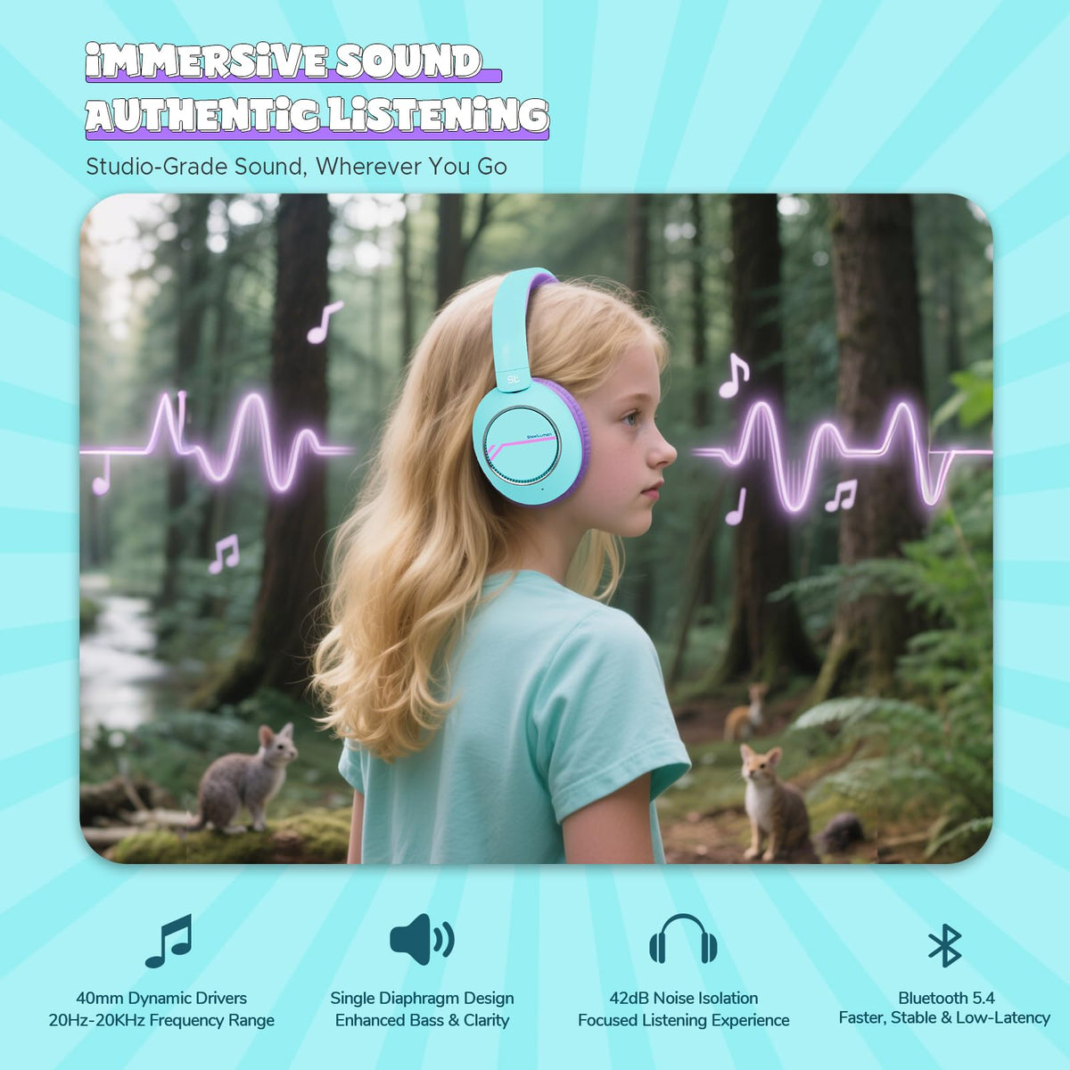 Ultra-soft hypoallergenic ear cushions support long study sessions.