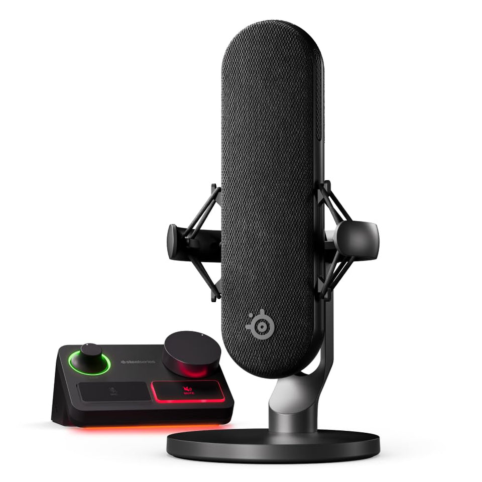 SteelSeries Alias Pro Kit microphone close-up highlighting cardioid capsule for clear gaming voice