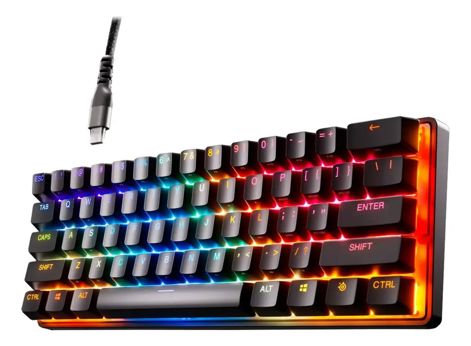 SteelSeries Apex 9 Mini front view showcasing its compact 60% design for desk space