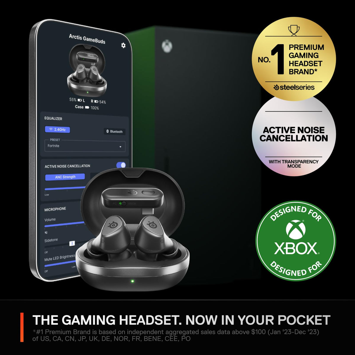 SteelSeries Arctis GameBuds 4 mic hybrid ANC blocks distractions.