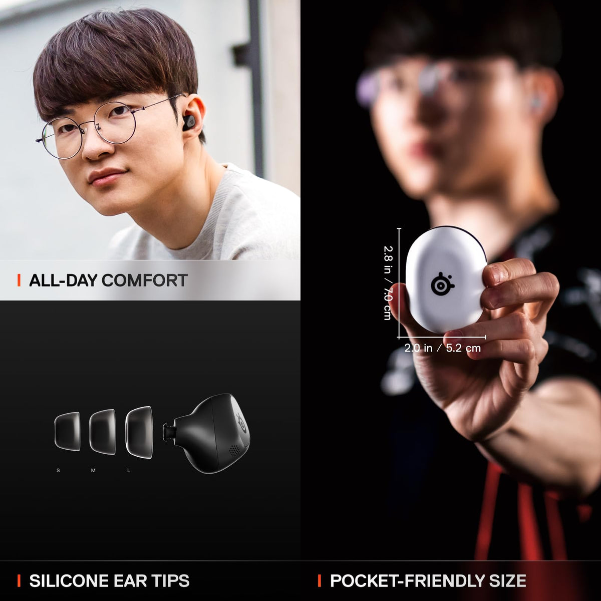 SteelSeries Arctis GameBuds 360° spatial audio for immersive positioning.
