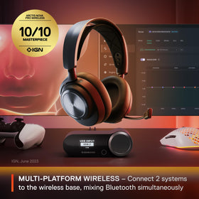 SteelSeries Arctis Nova Pro Renewed headset on desk ready for wireless play