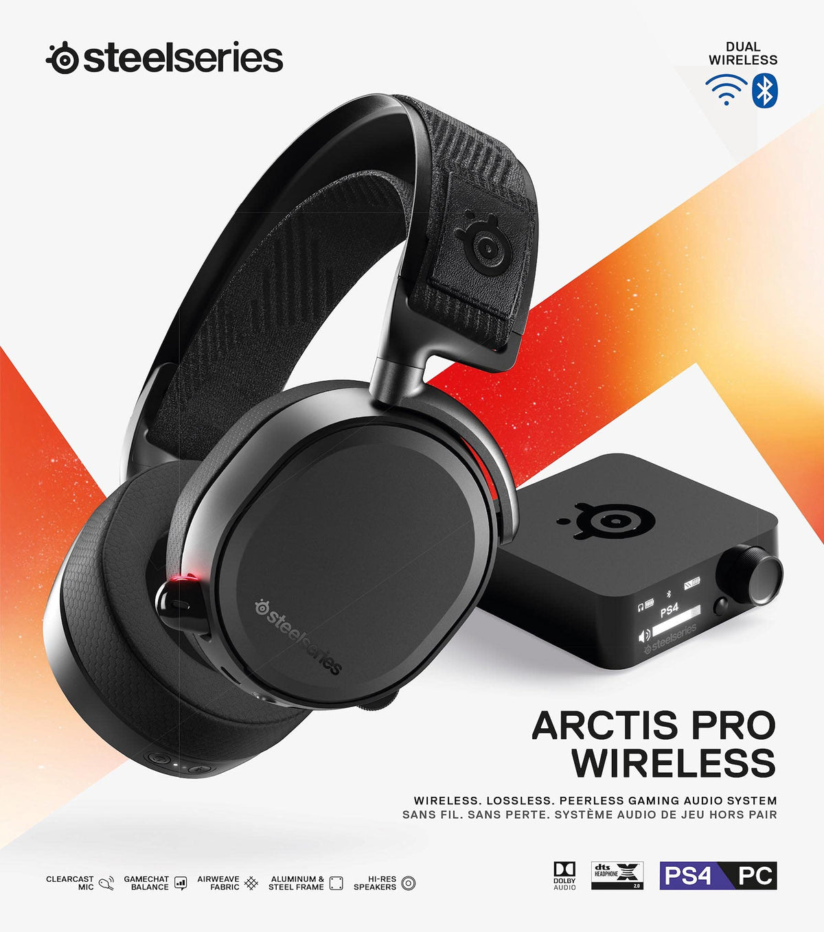 SteelSeries Arctis Pro Wireless modular battery system enables continuous play.