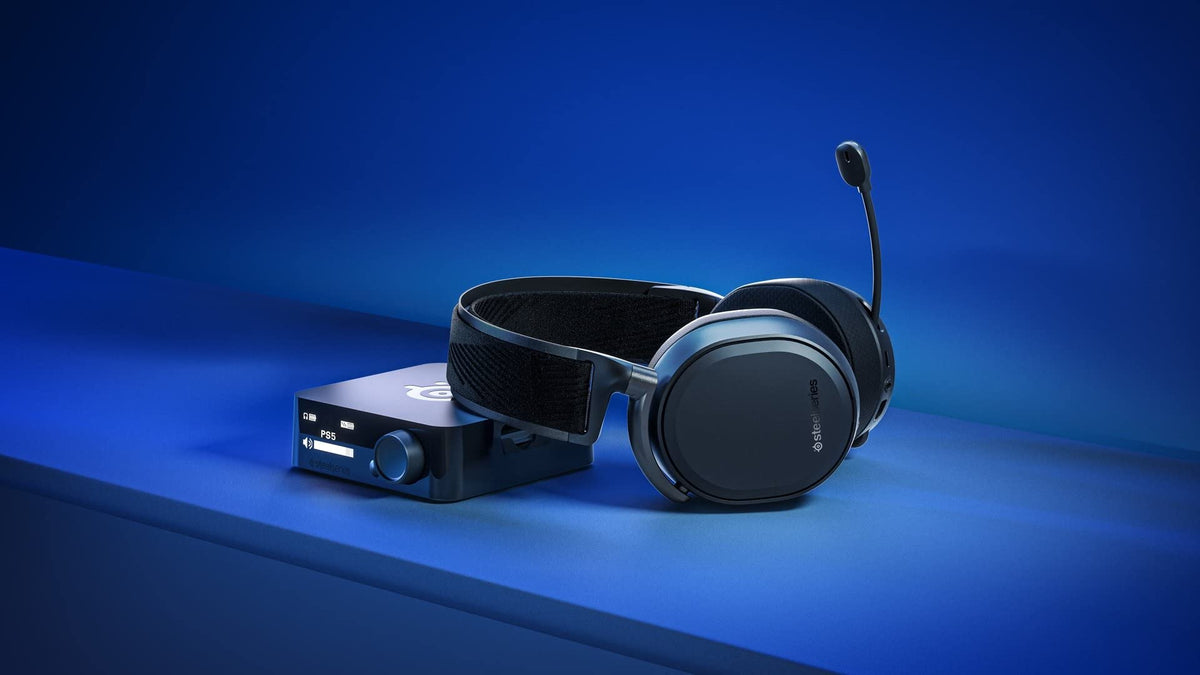 SteelSeries Arctis Pro Wireless polished steel and aluminum frame for premium durability.