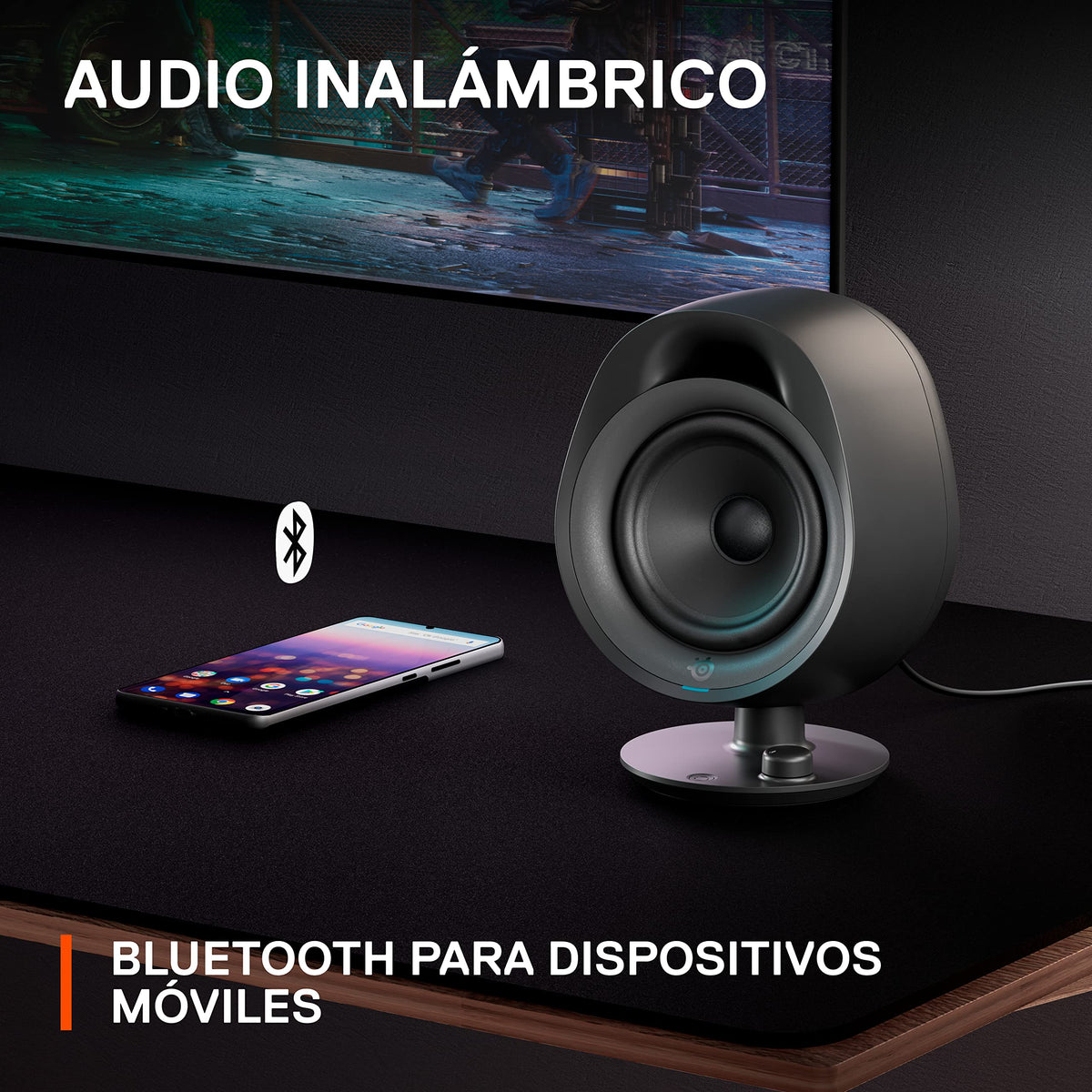 SteelSeries Arena 3 adjustable stand shows customizable listening angle