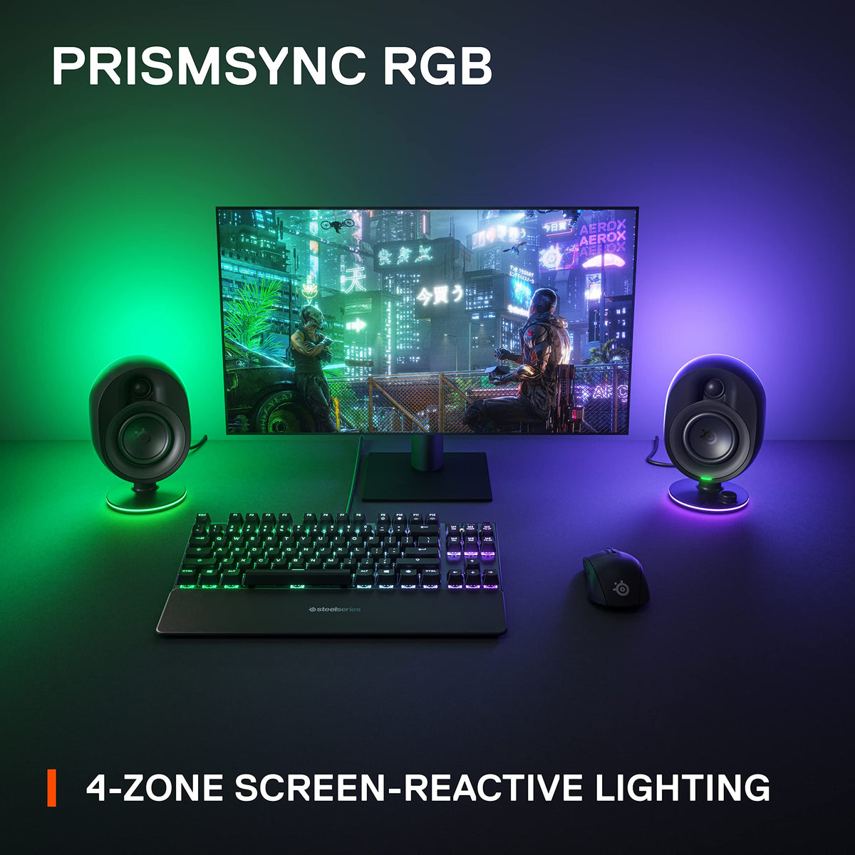 SteelSeries Arena 7 PrismSync lighting reacting to action for ambiance