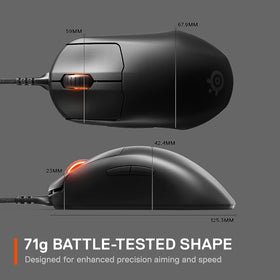 SteelSeries Prime top closeup of primary buttons showing fast actuation benefit