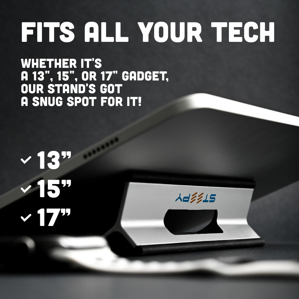 Steepy with laptop, tablet and phone showing universal device compatibility