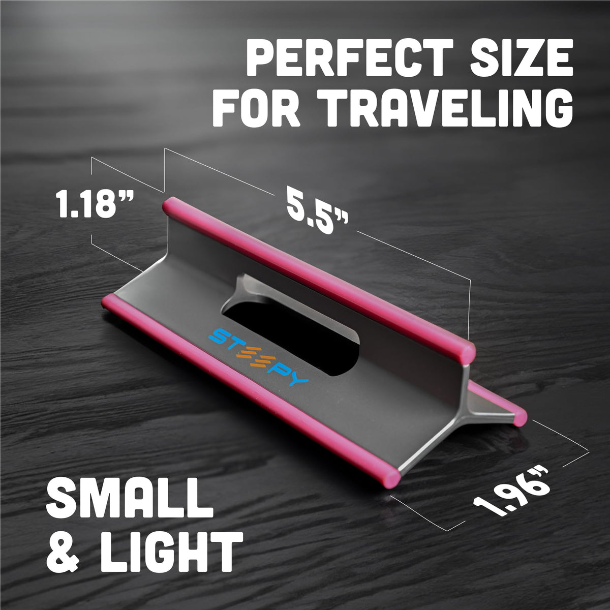 Steepy with laptop on stand front view improving screen height and comfort
