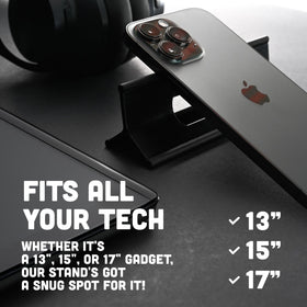 Steepy in use on a coffee shop table with laptop to improve posture and workspace comfort