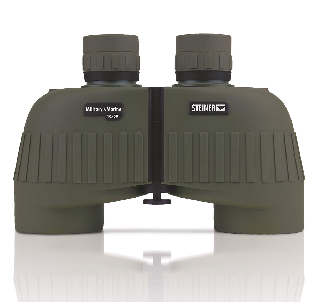Steiner Military-Marine 10x50 binoculars, side profile, durable housing ideal for coastal and rugged expeditions.