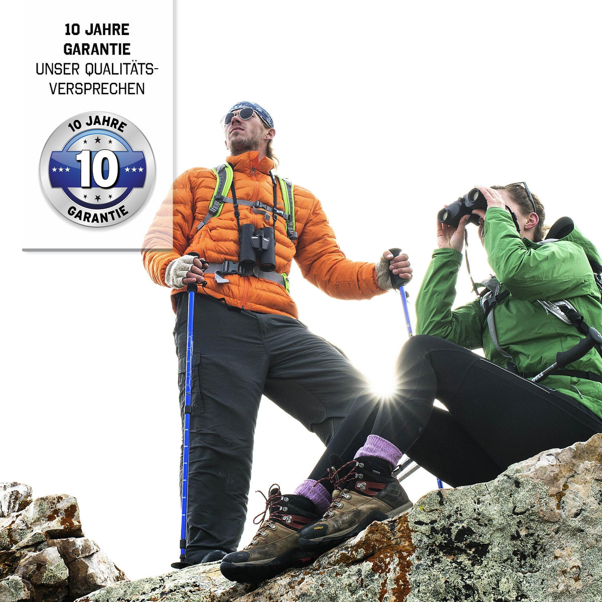 Steiner Safari UltraSharp 10x26 binoculars showing IPX4 waterproof ruggedness