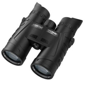 Steiner Tactical Series binoculars close-up on rugged rubber armoring for secure grip in any condition.