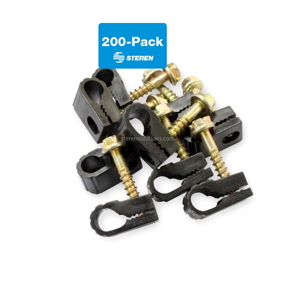 STEREN black clips along baseboard providing discreet cable management and clean look
