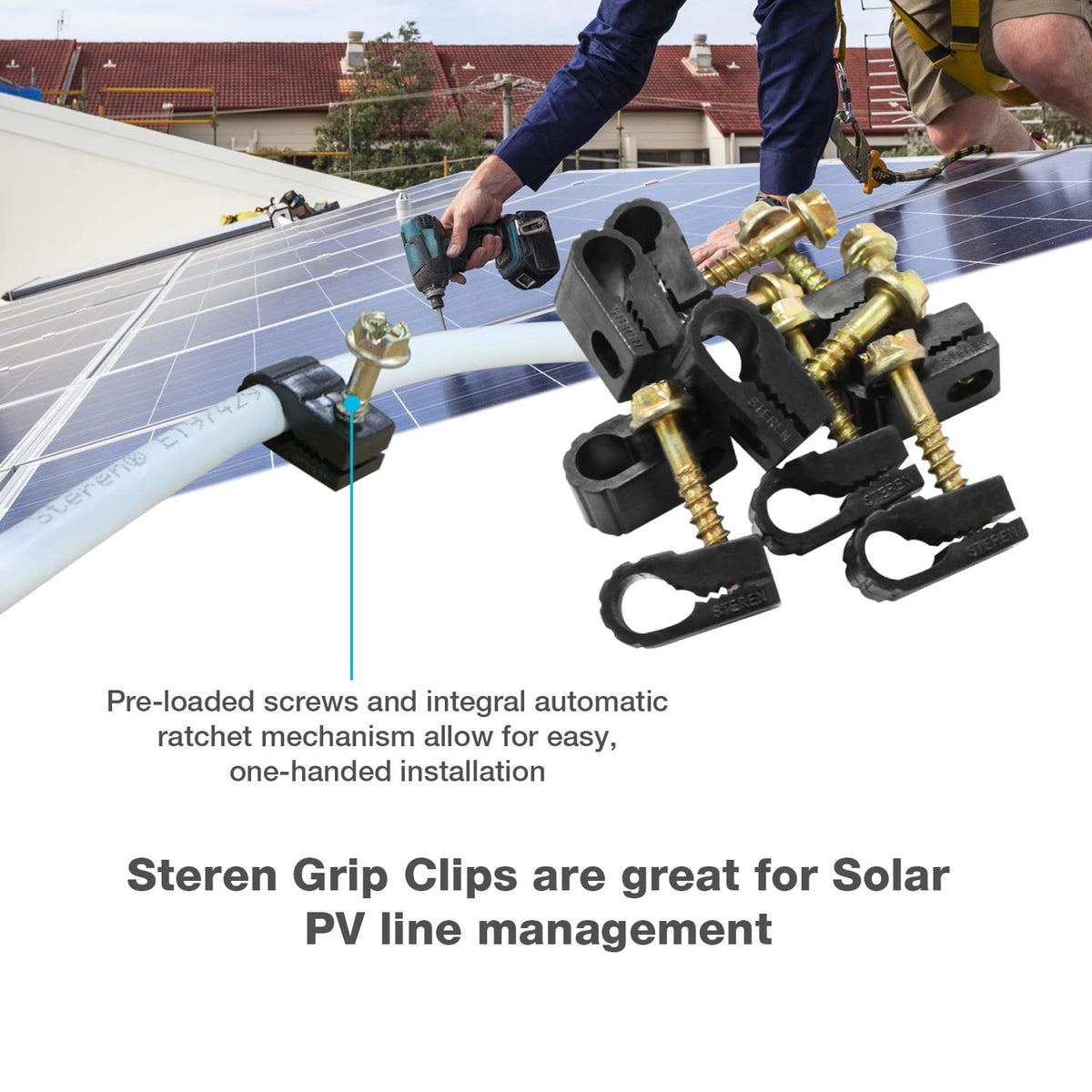STEREN clips securing coax behind TV delivering neat routing and reduced connector stress