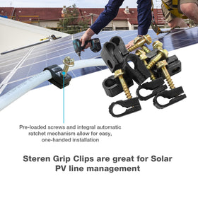 STEREN clips securing coax behind TV delivering neat routing and reduced connector stress