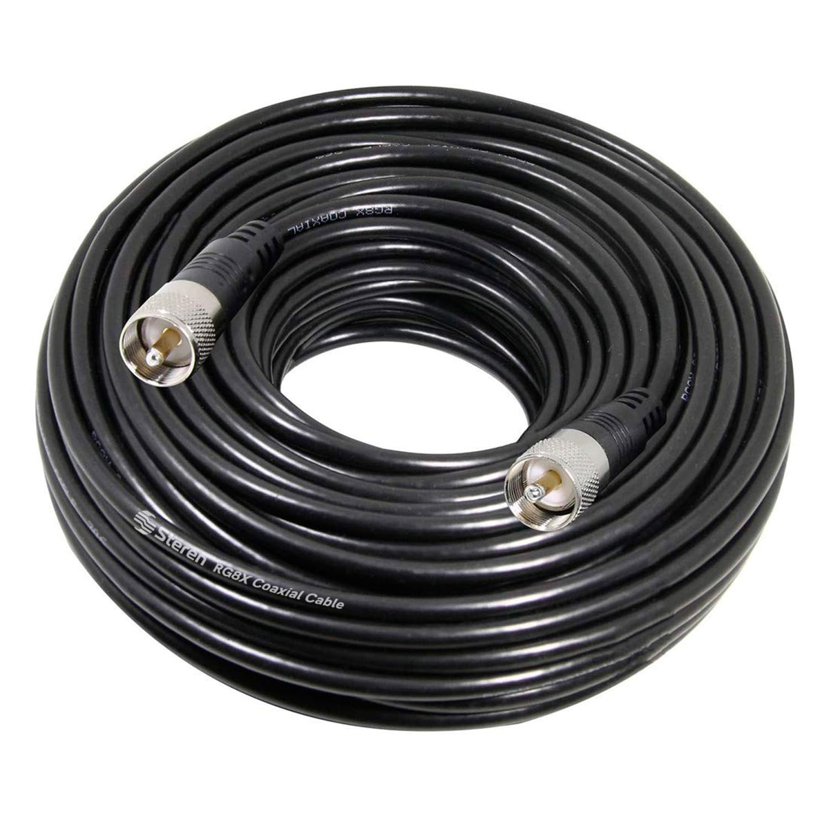 STEREN RG8X front packaging showing cable and PL-259 connectors for reliable connections
