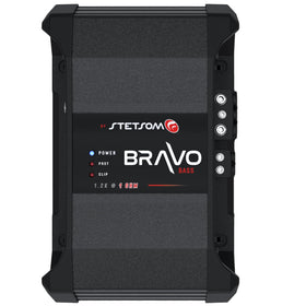 Stetsom Bravo Bass 1200 front view highlights compact power for robust car audio.