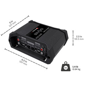 Stetsom Bravo HQ 400.4 bridge mode indicates power sharing across channels.