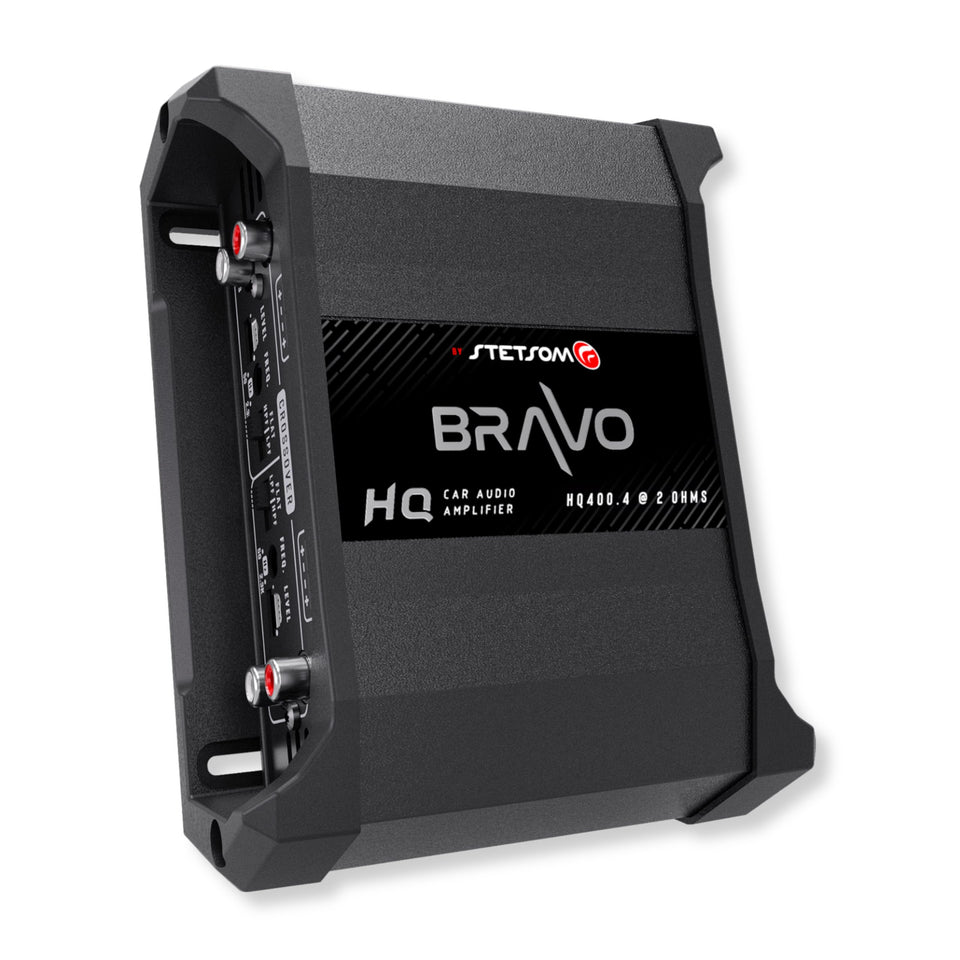 Stetsom Bravo HQ 400.4 front panel with tuning controls for precise sound.