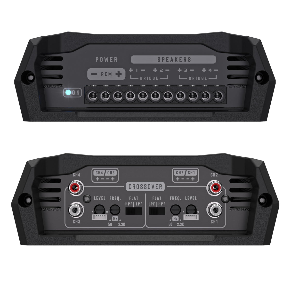 Stetsom Bravo HQ 400.4 high inputs for flexible audio connections.