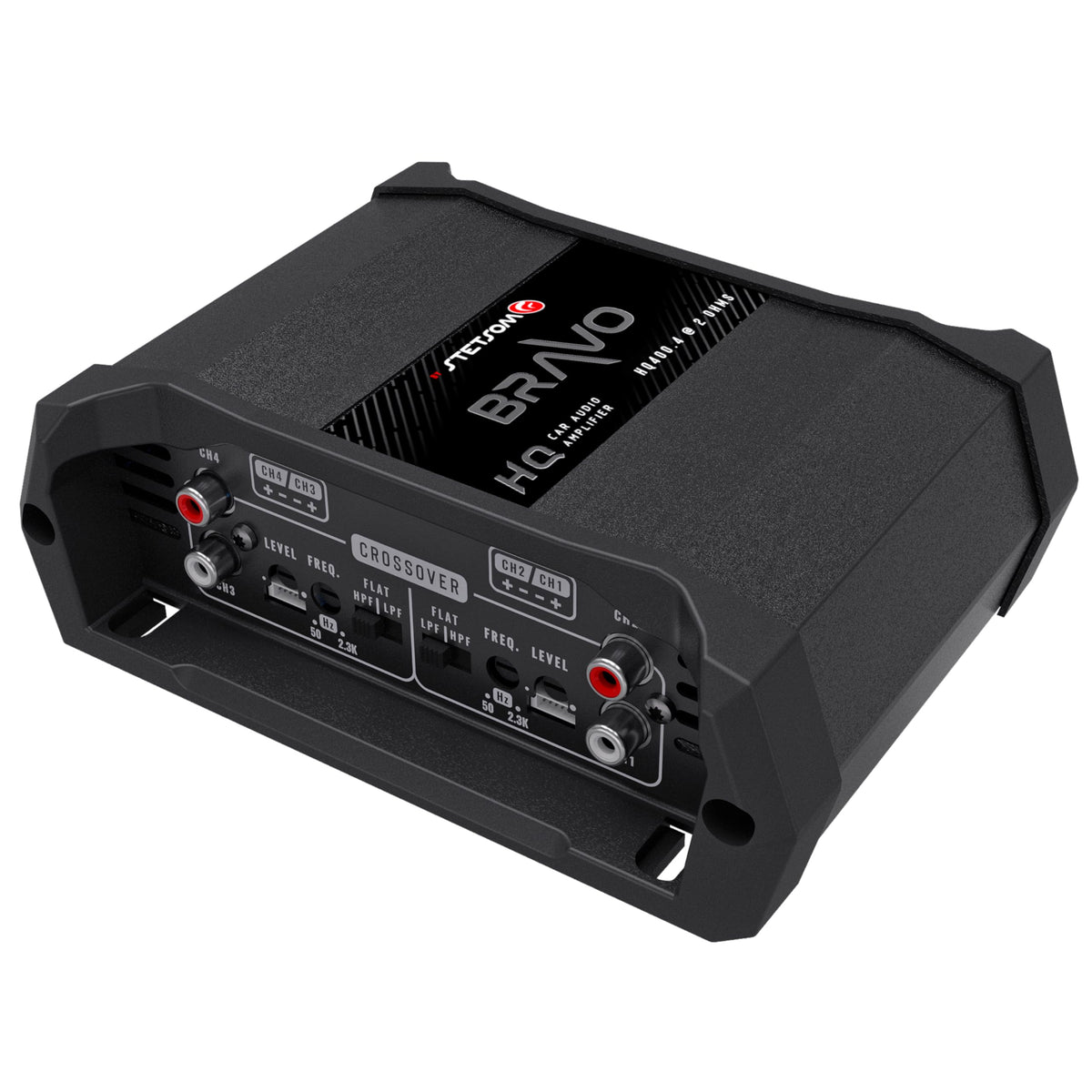 Stetsom Bravo HQ 400.4 RCA inputs for easy source switching.