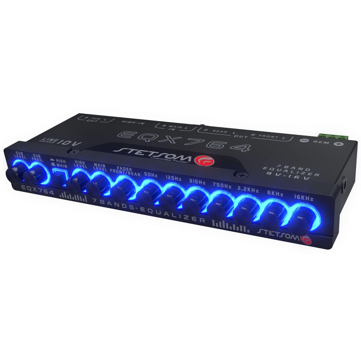 Stetsom EQX764 dedicated sub controls let you tailor subwoofer presence.