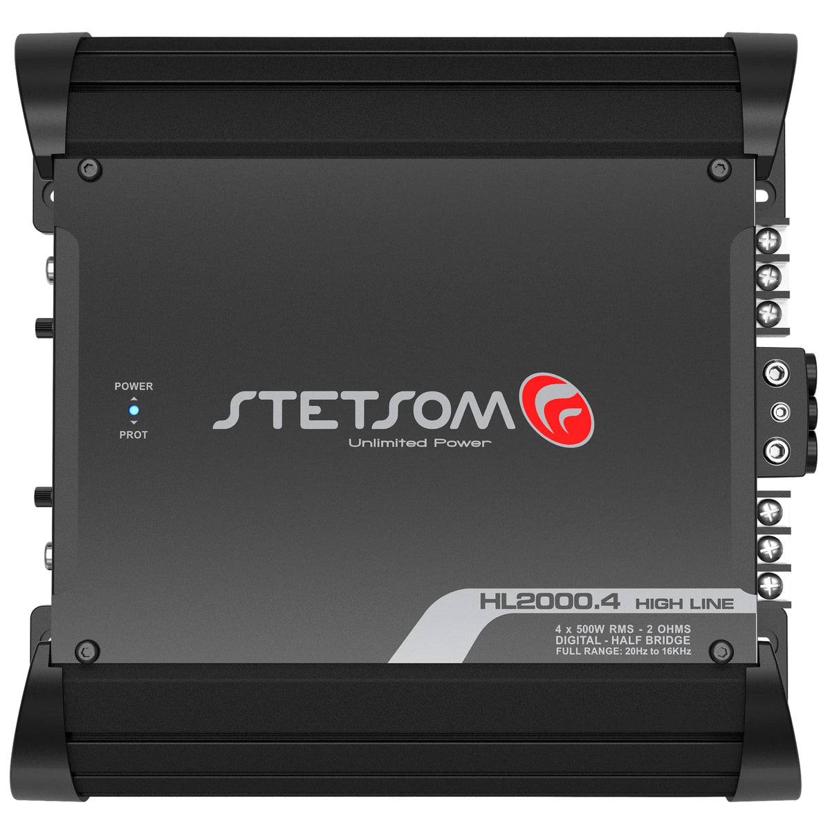 Stetsom HL2000.4 back panel connections enable flexible speaker setups