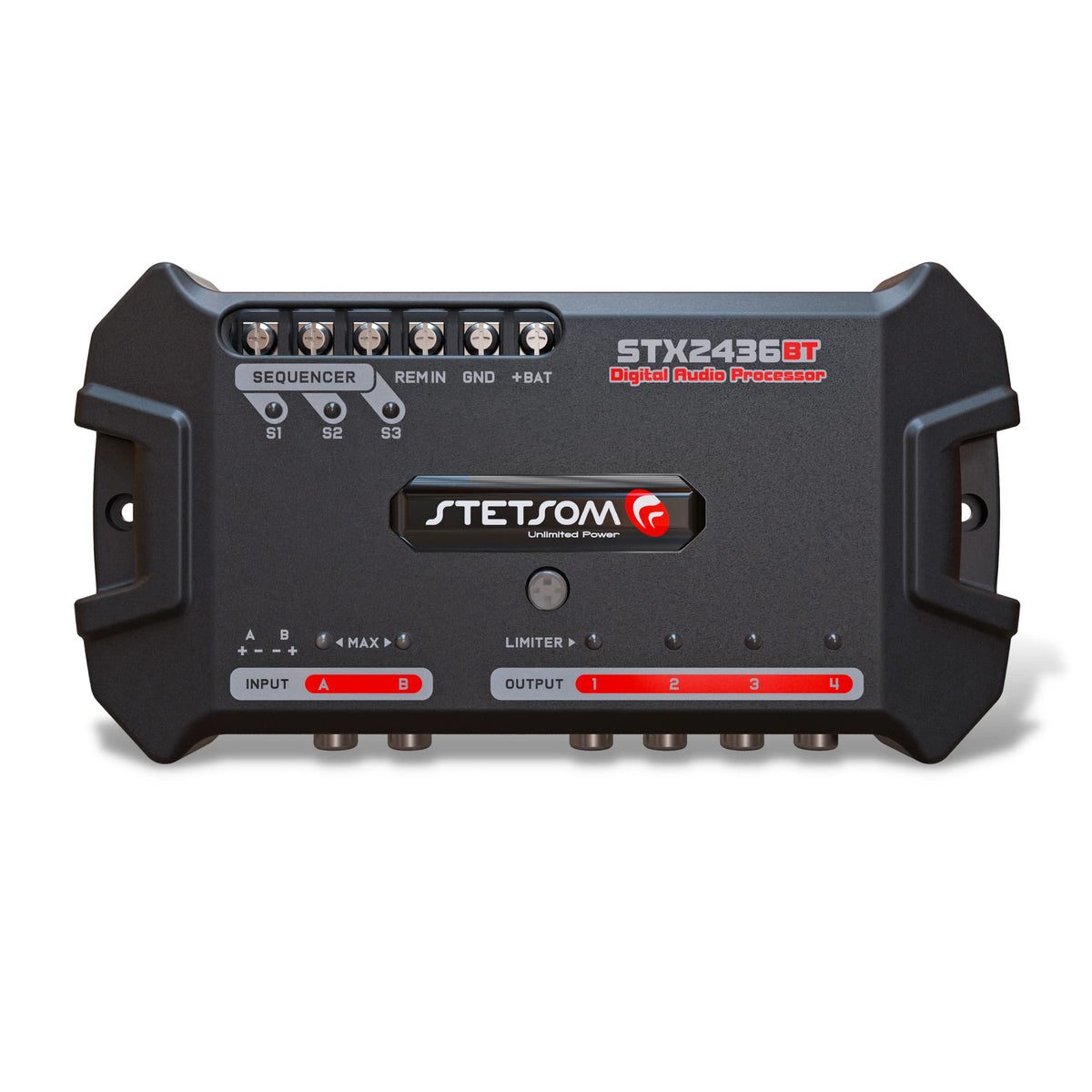 Stetsom STX 2436 DSP Pro front panel for precise sound tuning.