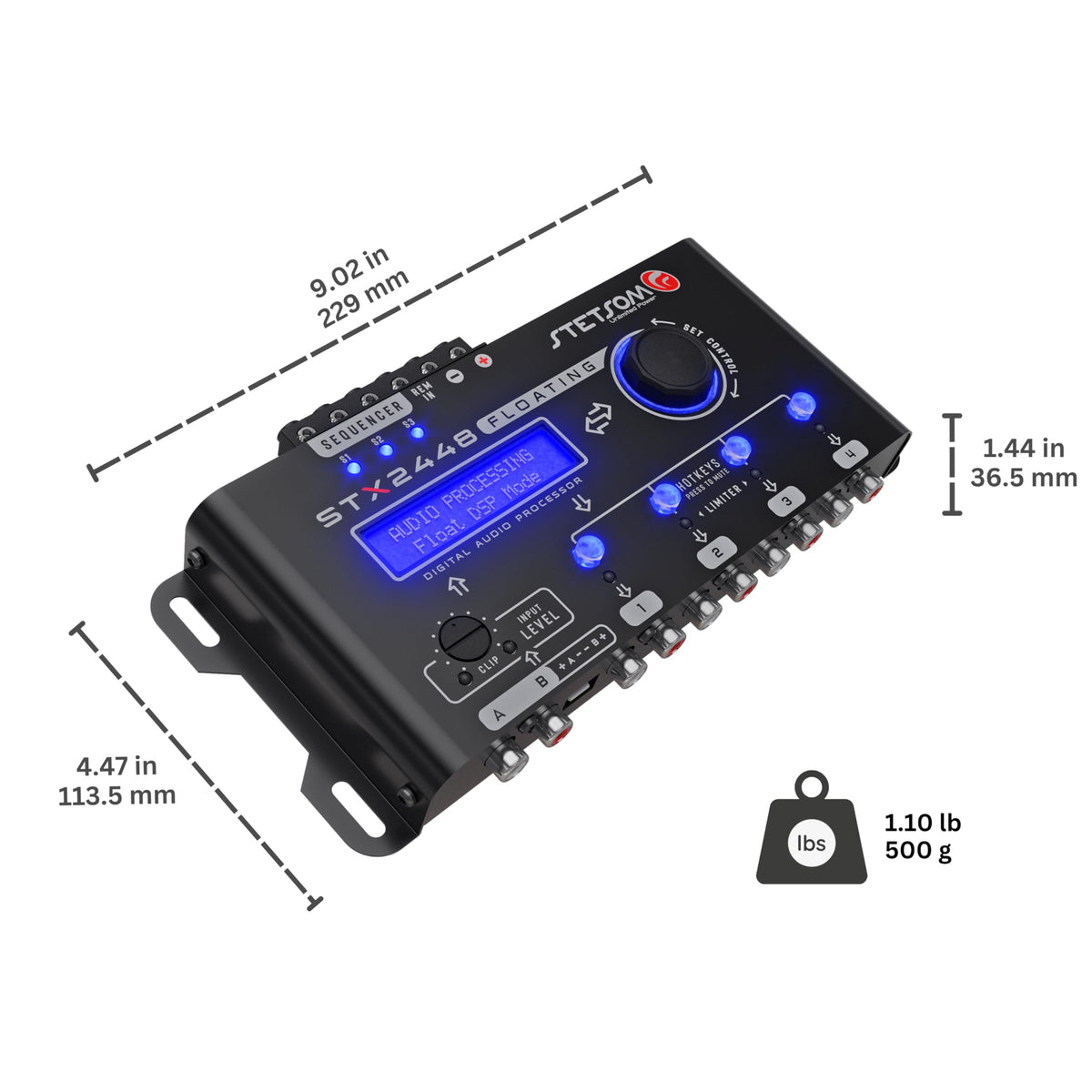 Stetsom STX2448 Floating Pro encoder button for intuitive navigation