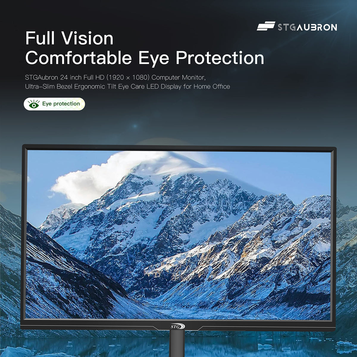 STGAubron ergonomic tilt adjustment for comfortable viewing.