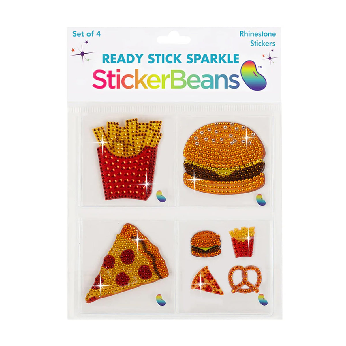 StickerBeans rhinestone stickers on scrapbook brighten pages with glittering detail.