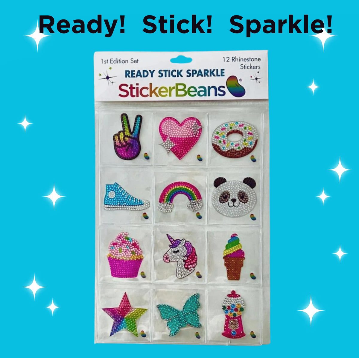 StickerBeans size comparison next to a ruler showing 2-inch scale for planning placement benefit