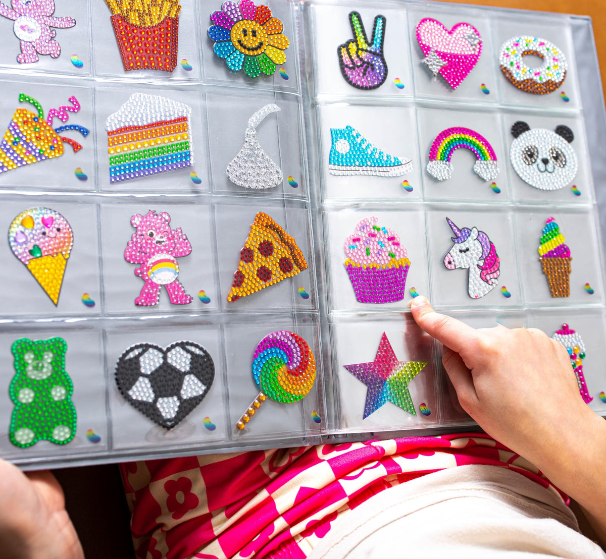 StickerBeans sticker sheet laid flat revealing twelve cut-to-shape designs benefit easy selection