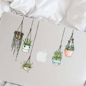 Stickers4 hanging-plant laptop stickers brighten notebooks and water bottles.
