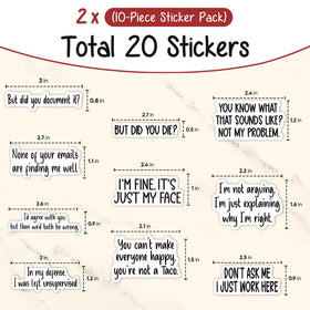 Sticky Expressions funny work stickers pack brightening laptops and gear with playful phrases.