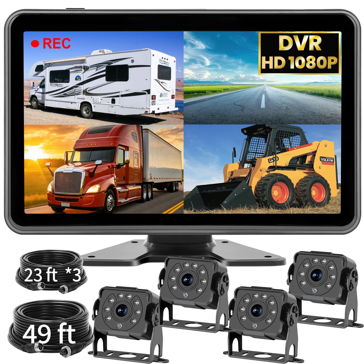 Stihoze 4-channel backup camera front view for safer maneuvers.