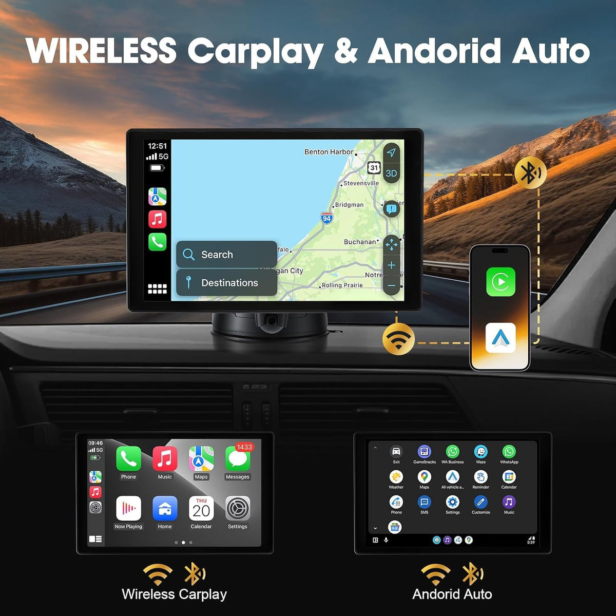 Stihoze portrait mode showing navigation map and clear directions for safer driving benefit
